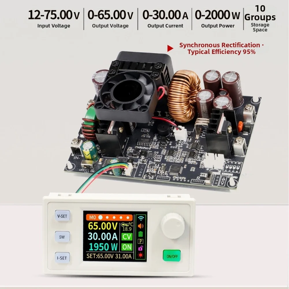 Фото Регулируемый источник питания постоянного тока CNC XY6530S 2000W, 0-65В 0-30А, понижающий модуль с MPPT-трекингом солнечных батарей и портом RS485 №5