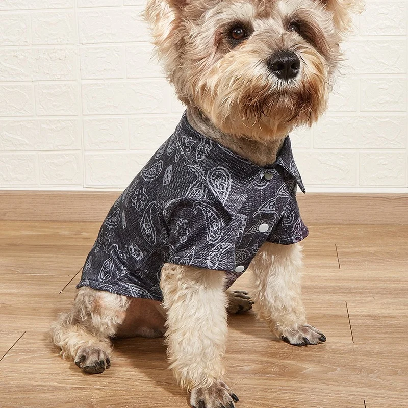 

Рубашка с принтом для собак, модная удобная одежда для маленьких собак, дышащая летняя тонкая японская Милая Бишон, йоркширский терьер, опто...