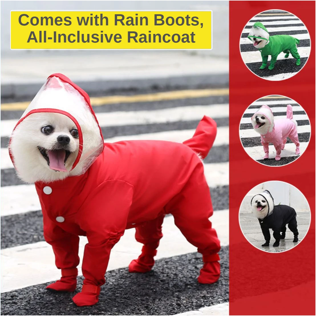 

Pet Cat and Dog Four Feet Full Package One-piece Waterproof Mackintosh with Its Own Rain Shoes Teddy Bichon Supplies