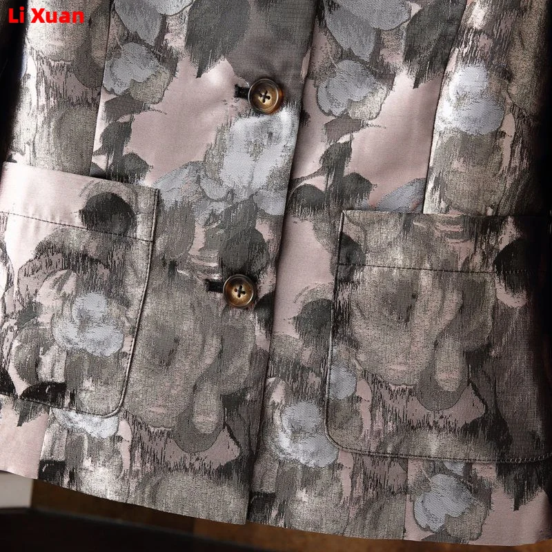 High Quality Elegant Lady Women's Jacket Round Neck Jacquard Coat New Spring Autumn All-Match Small Fragrance Korean Ladies Top