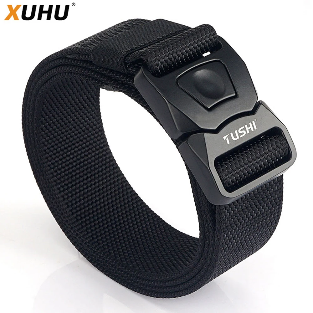 XUHU Quick Release Pluggable Buckle Tactical Belt Tough Nylon Military Belt For Men Combat Durable Male Jeans Waistband Hunting