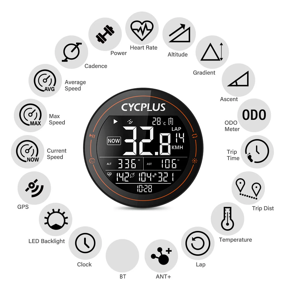 Беспроводной Велосипедный компьютер CYCPLUS GPS Спидометр BT ANT водонепроницаемый с