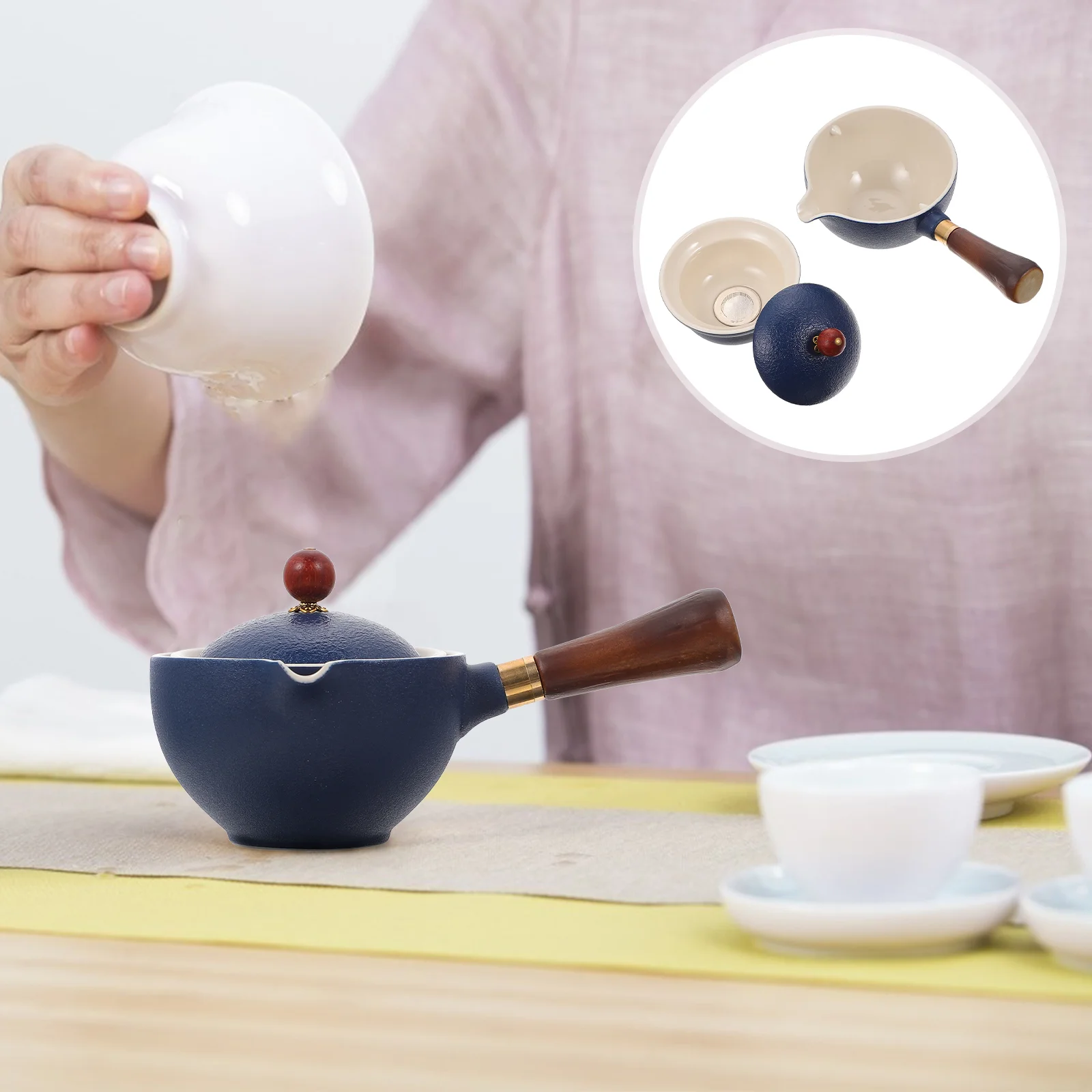 

Tea Teapot Ceramic Pot Pitcher Porcelain Household Kettle Rotary Maker Degree Restaurant Teaware Infuser Retro Chinese Rotation