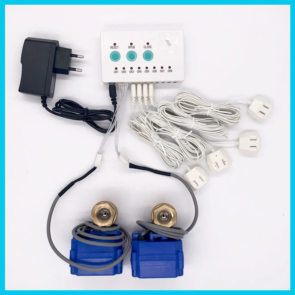 Water Sensor Alarm System WLZ 808 With DN15*2pcs Valve And 4pcs 6meters Water Cable For Water Overflow Protection