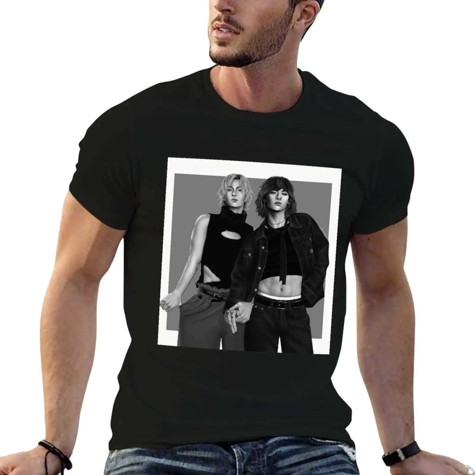 Taekook (b+w) футболка милая одежда спортивные футболки для мужчин с графикой