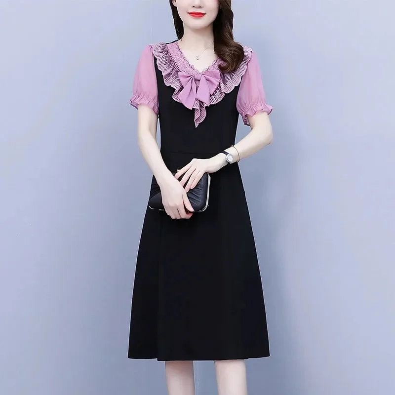 

Платье женское кружевное с вышивкой, элегантное вечернее, с V-образным вырезом, большие размеры L- 5XL, на лето