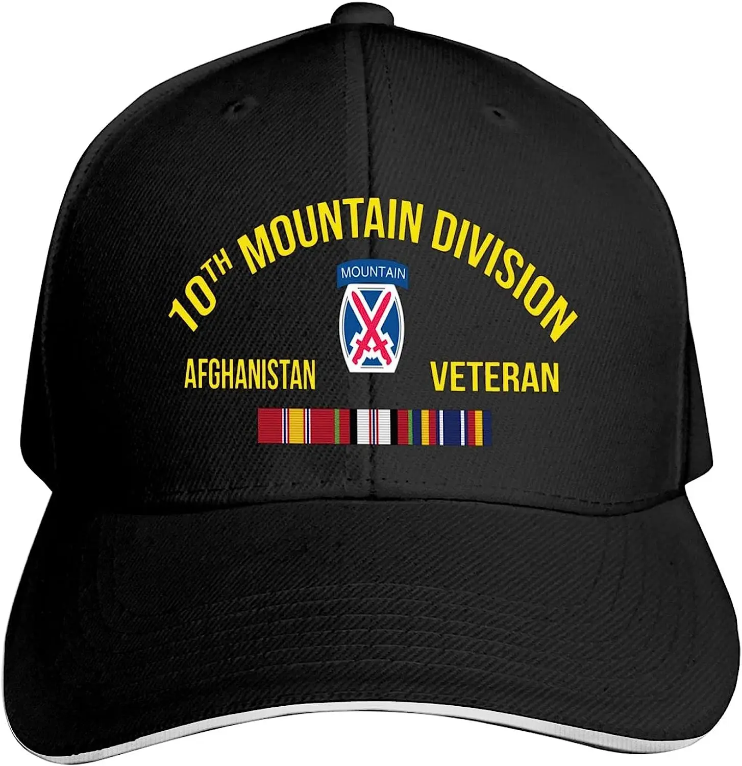 

Бейсболка для мужчин и женщин 10th Mountain Division в Афганистане, Регулируемая Кепка в виде сэндвича, шапка для отца, Черная
