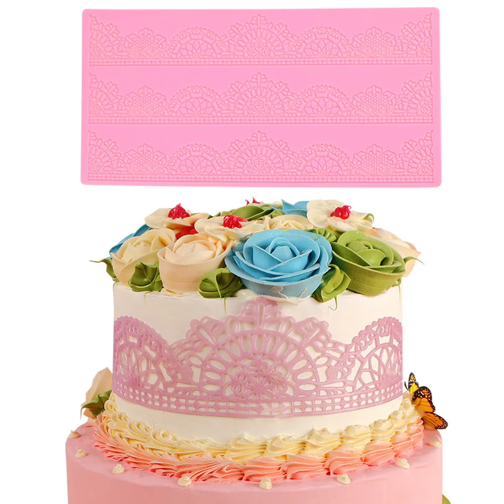 

DIY love lace cushion fondant cake silicone mold Handmade soap silicone mold creative decorative edge baking mold