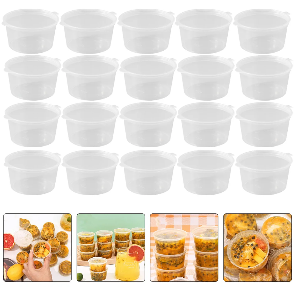 

100 Pcs Mini Cake Containers Passion Fruit Packing Box Plastic Reusable Sauce Ketchup To Go Lids Small Cups With