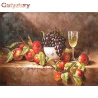 gatyztory wine oil painting by numbers for adults handpainted diy gift 60x75cm frame on canvas modern home decoration