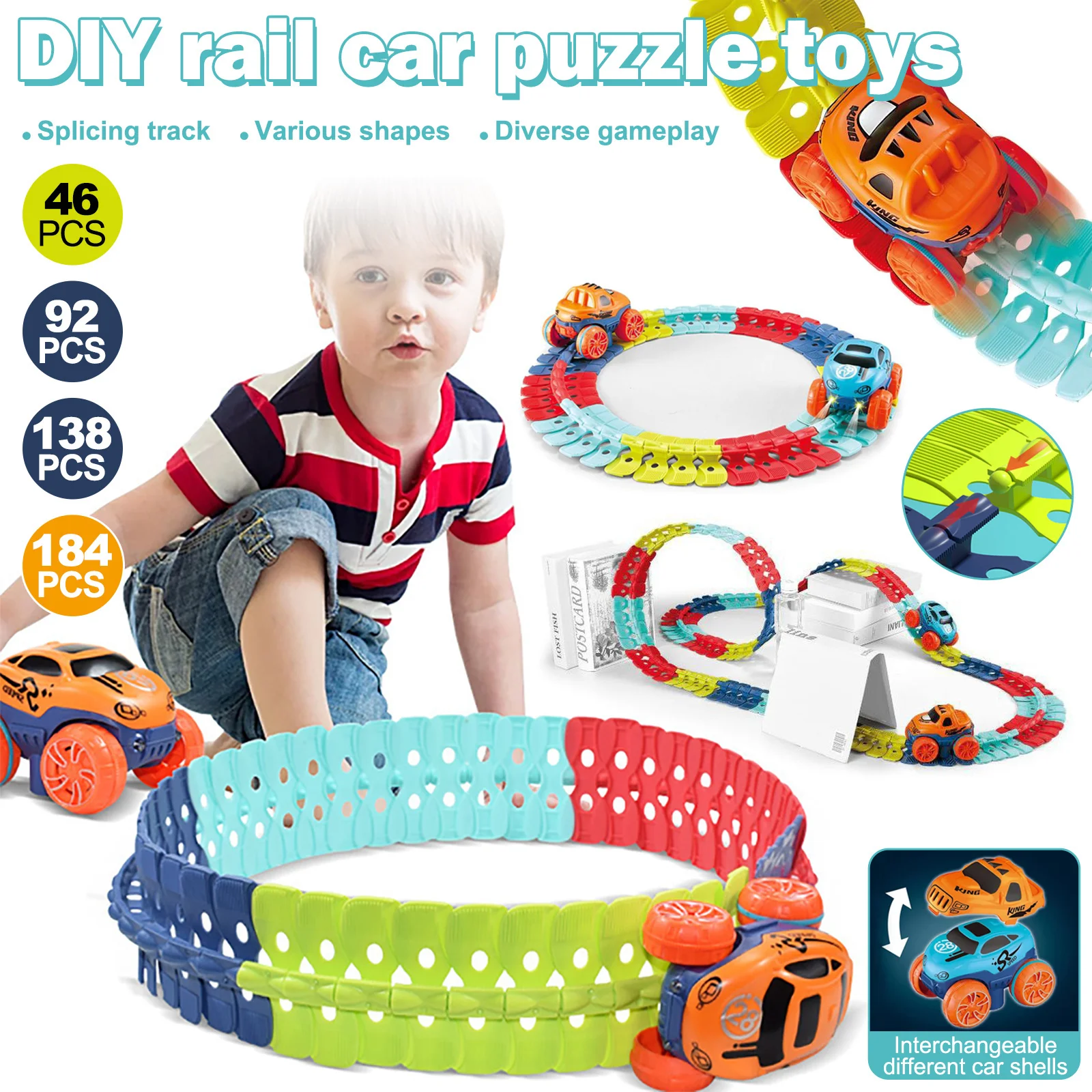 

Rechargeable Anti-gravity Assembled Track Car LED Light-Up Race Car Flexible Changeable Magic Race Car Track Set Gift for Kids