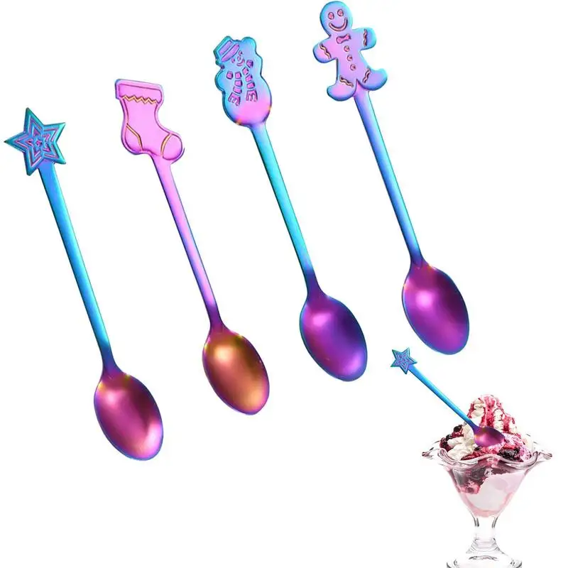 

Mini Cute Christmas Snowman Socks Coffee Spoon Stainless Steel Tea Spoon Dessert Snack Scoop Milk Spoons Party Tableware