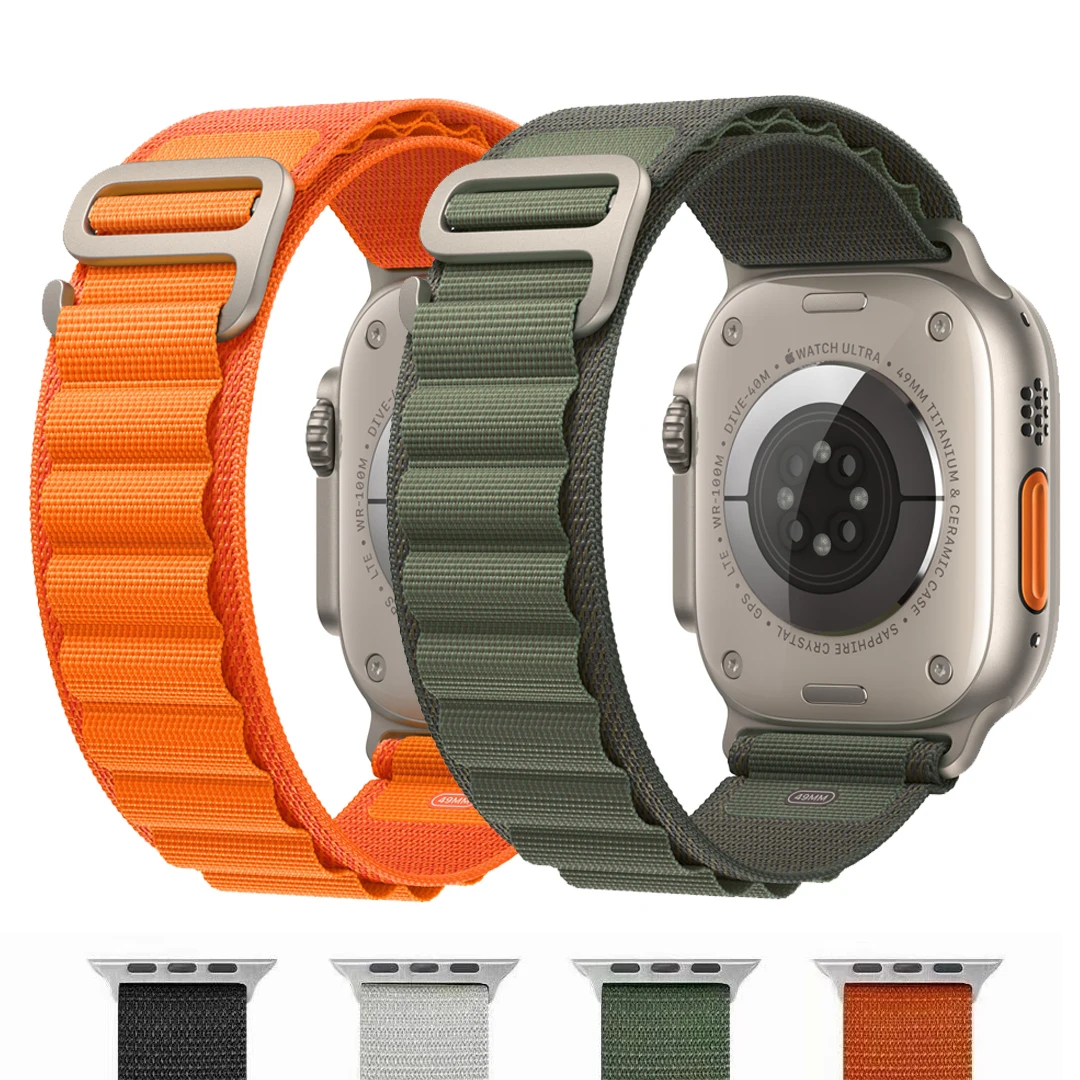

Ремешок Alpine для Apple watch Ultra 49 мм, тканый нейлоновый браслет для iwatch series 3 4 5 6 SE 7 8, 45 мм 41 мм 44 мм 40 мм