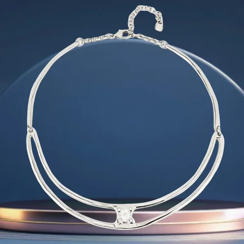 Лето 2025 г., новые модные очаровательные женские аксессуары с двойным воротником и белыми кристаллами, серебро, подарок на фестиваль подруги