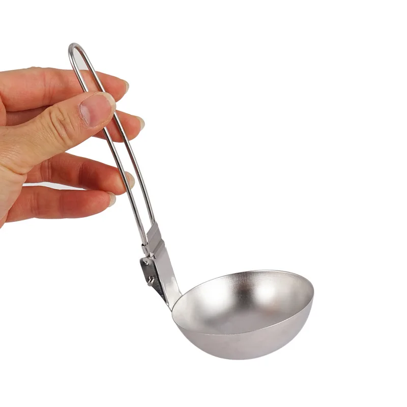 

7*16.5cm Camping Portable Foldable Stainless Steel Soup Ladle Picnic Tableware Folding Spoon