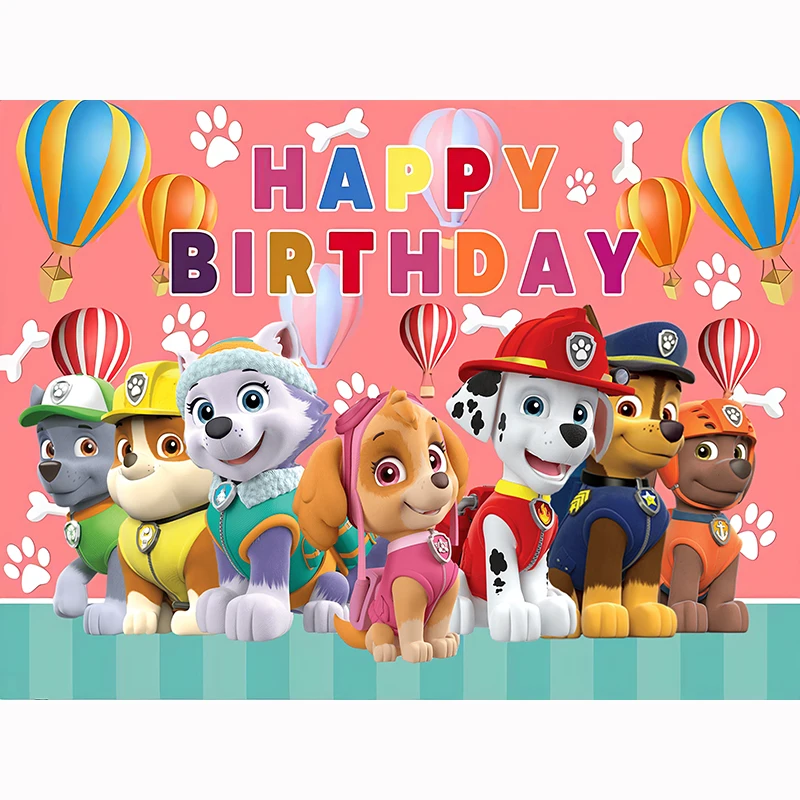 

Фон на заказ для вечеринки в честь Дня рождения мальчика девочки голубое небо мультфильм бегущая собака детский душ фотография розовый фон ...