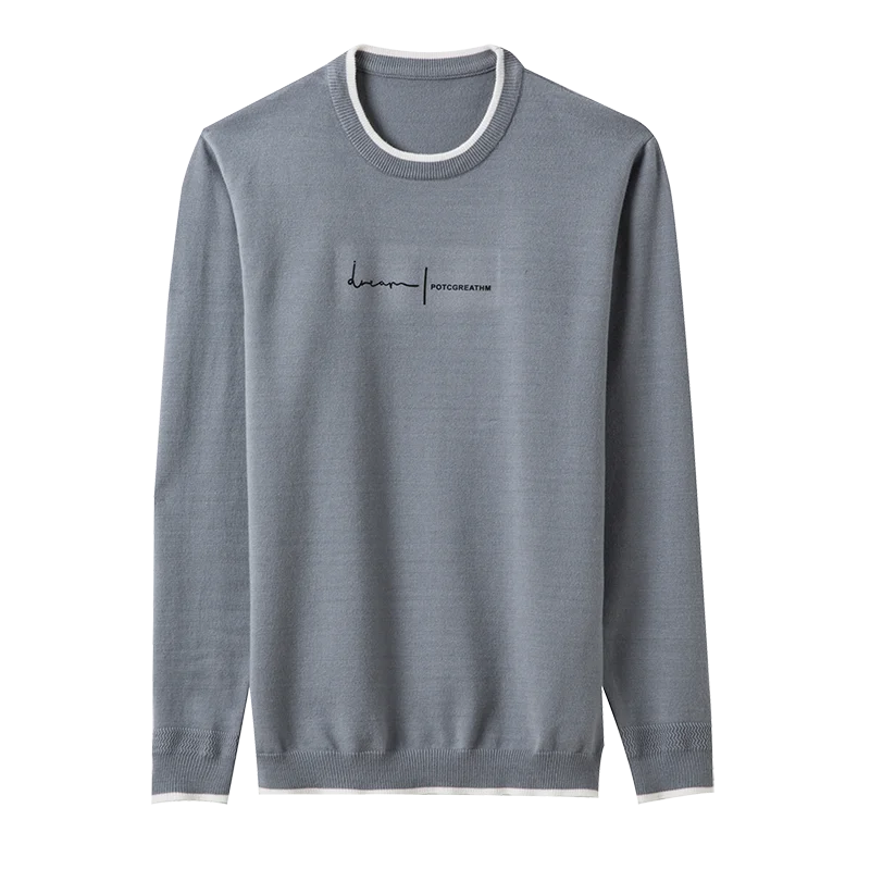 2023 New Fashion Designer Knit Pullover Sweater Men Crew Letter Printed Slim Fit Autum Winter Navy Casual Jumper Men Clothes