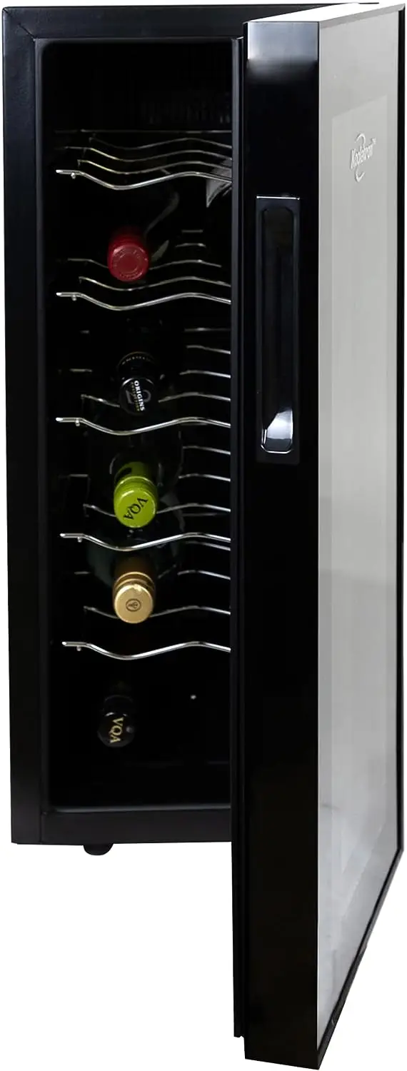 

Wine Cooler, Black, Thermoelectric Wine Fridge, 1 cu. ft. (28L), Freestanding Wine Cellar, Red, White and Sparkling Wine Storage