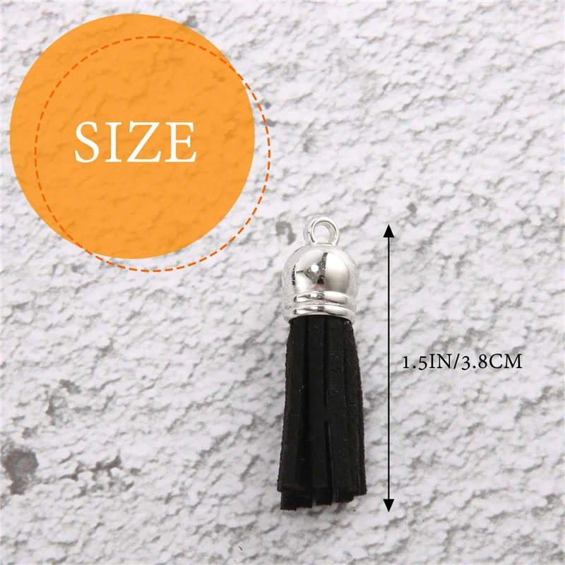 

200 Pcs Keychain T els Pendants Keychain Decoration T els with Loop for DIY Crafts Making Supplies Black