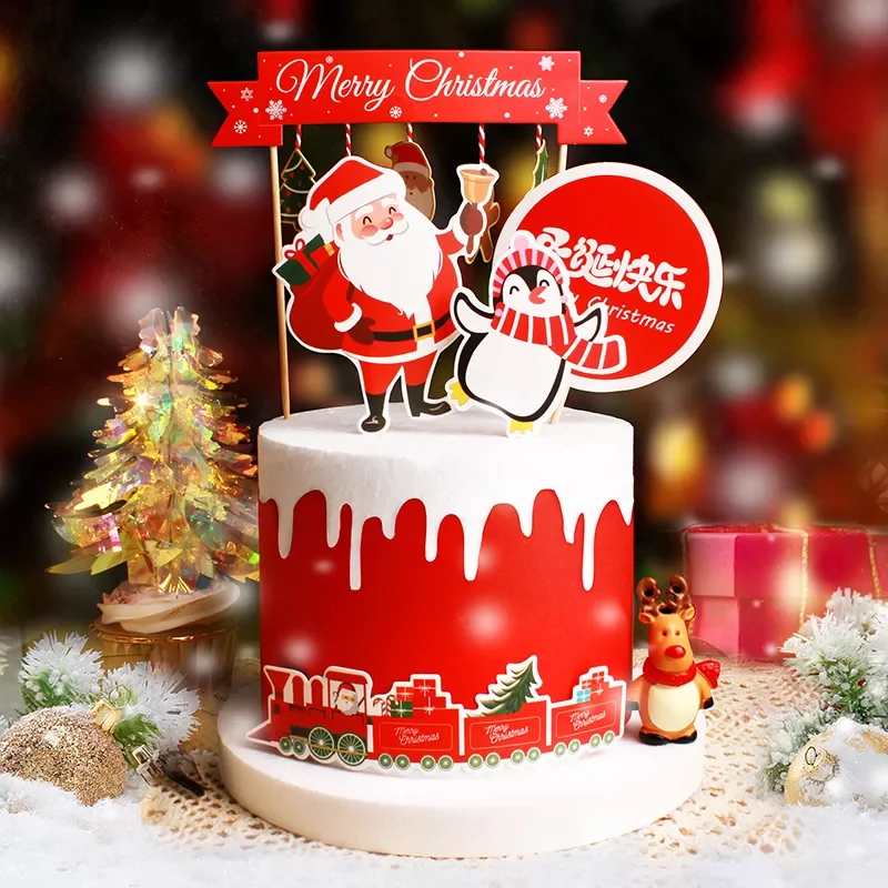 

Merry Christmas Cake Toppers Cartoon Xmas Tree Cake Decor Snowman Happy New Year Cupcake Toppers Decor For Party Home 2021 Noel