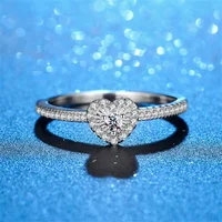 Sherich New Heart S925 Sterling Silver Sparkling Moissanite Engagement Thin Ring White Gold Women  Anniversary Promise Gift