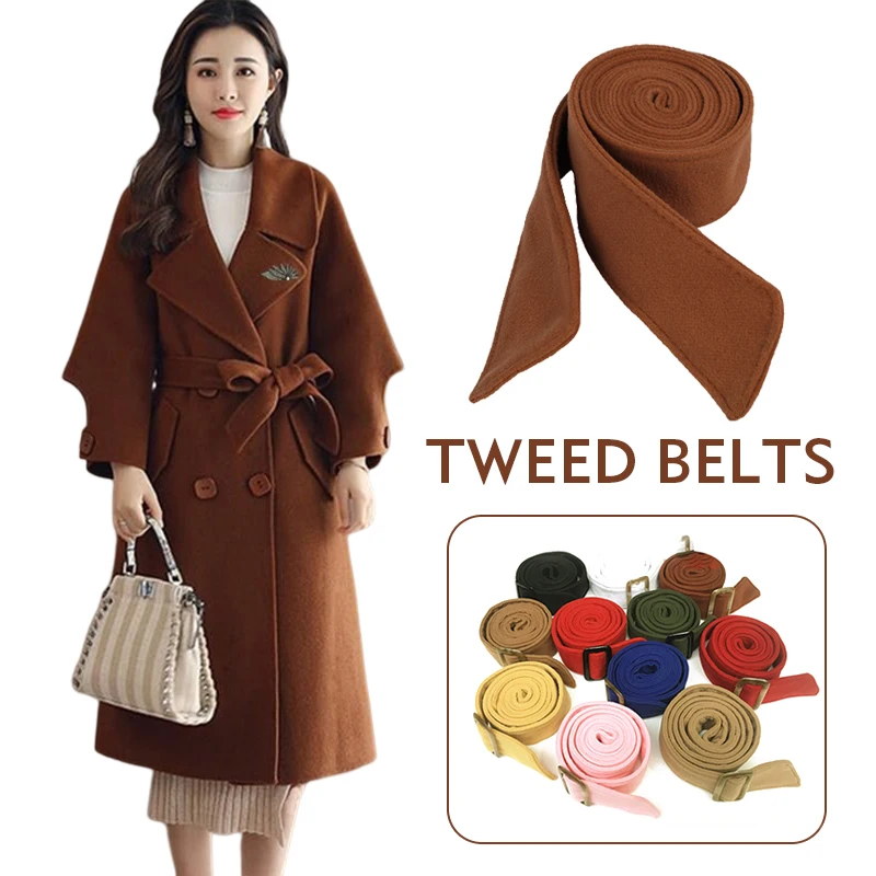 Women's double-sided coat belt lady dress wool overcoat Trench Sash Tie Strap decorative wide belt clothes accessories bow strap