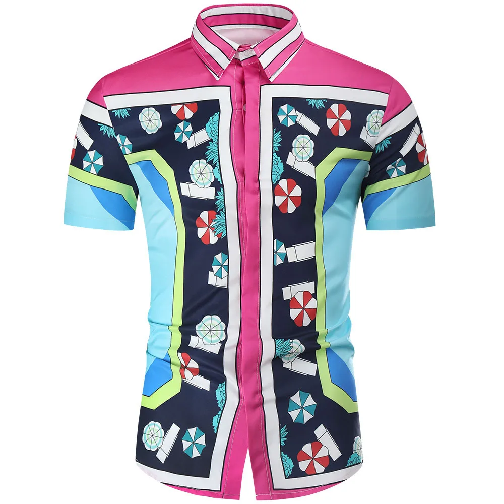 

Fashion Ethnic Print Shirt Men Chemise Homme 2022 Brand Slim Short Sleeve Hawaiian Beach Shirt Mens Harajuku Streetwear Shirts