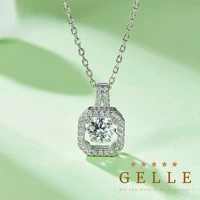 vvs1 moissanite s925 sterling silver necklace diamond pendant necklaces for women square shaped necklace wedding jewelry gift
