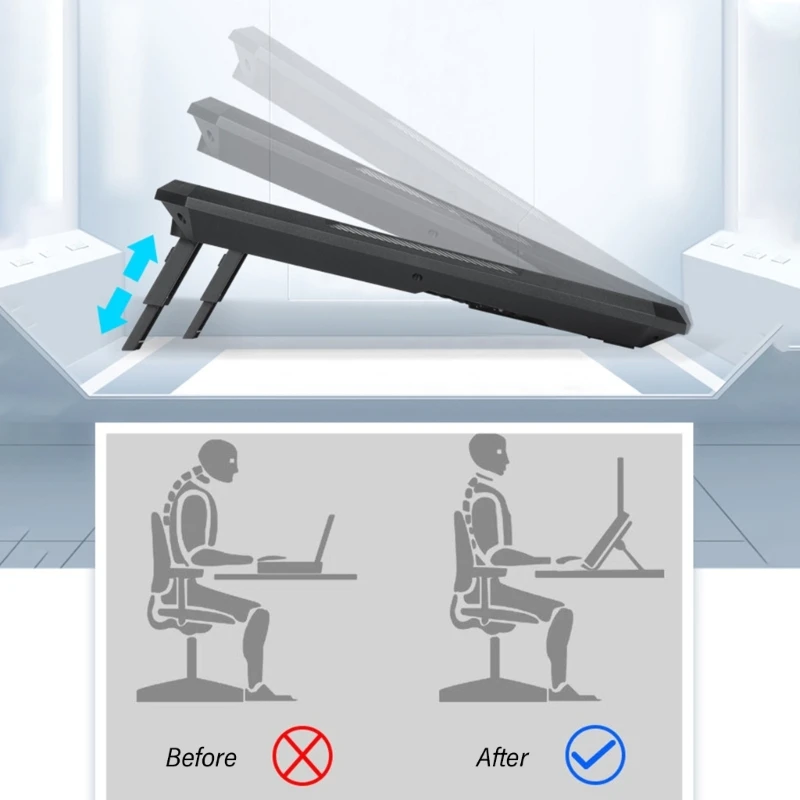 Эргономичный лоток для охлаждения ноутбука с бесшумным вентилятором