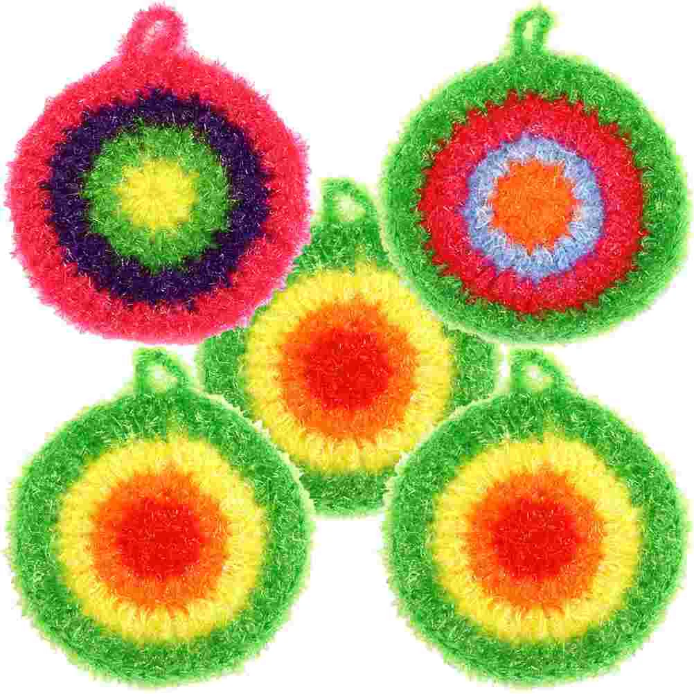 

5 Pcs Loofah Sponge Small Dish Cloths Plate Kitchen Dish Rags Polyester Dish Scrubber Kitchen Cleaning Rag