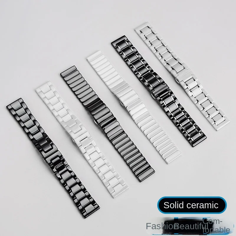 Браслет керамический однотонный для мужчин и женщин черный белый ремешок с