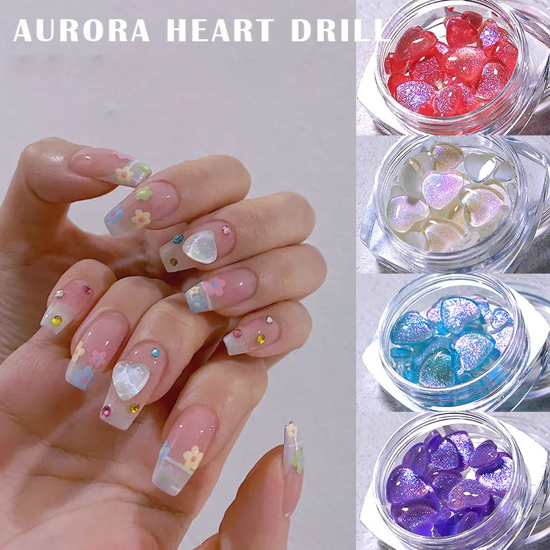 

30pcs/box Mixed Ice Aurora Gems Crystal Jewelry Nail Rhinestones Glitter Diamond 3D Love Heart Mix Size DIY Decoration Manicure