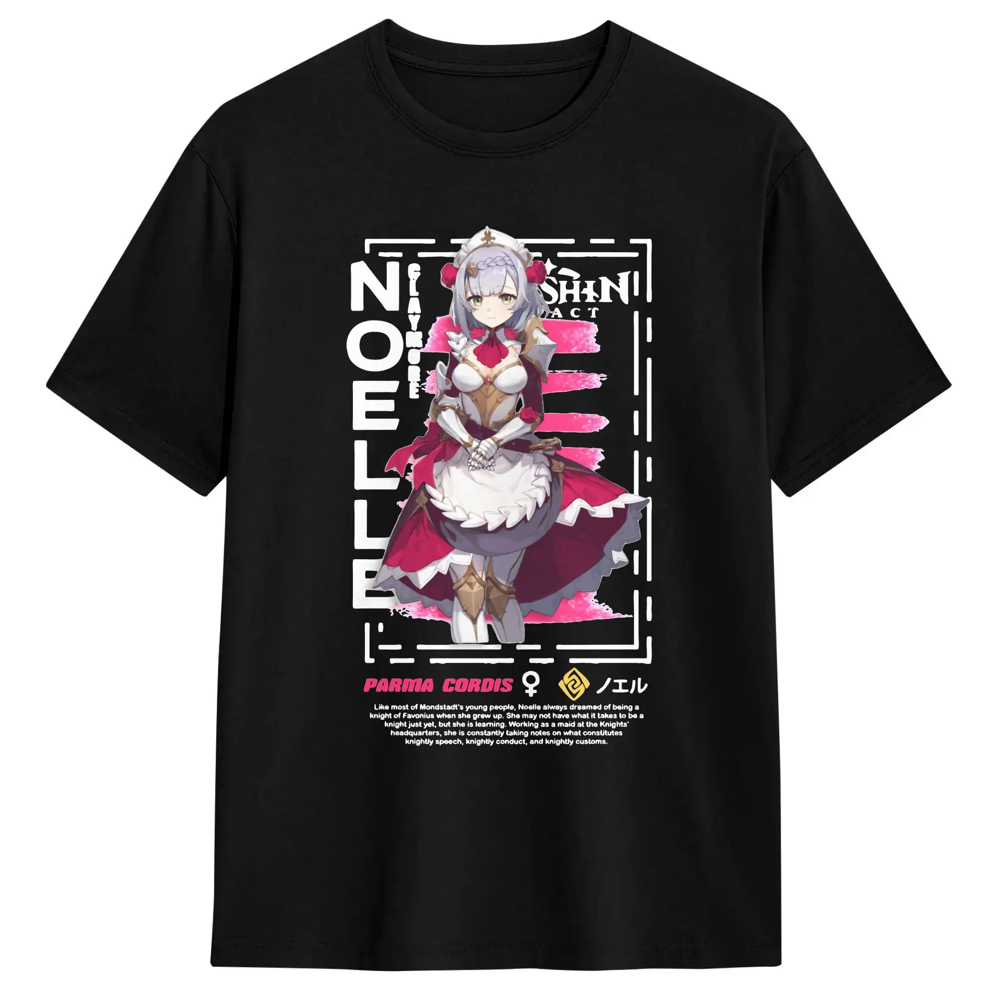 Фото Футболка Genshin Impact Noelle для мужчин и женщин, винтажные хлопковые футболки с круглым вырезом и короткими рукавами, новая одежда №1