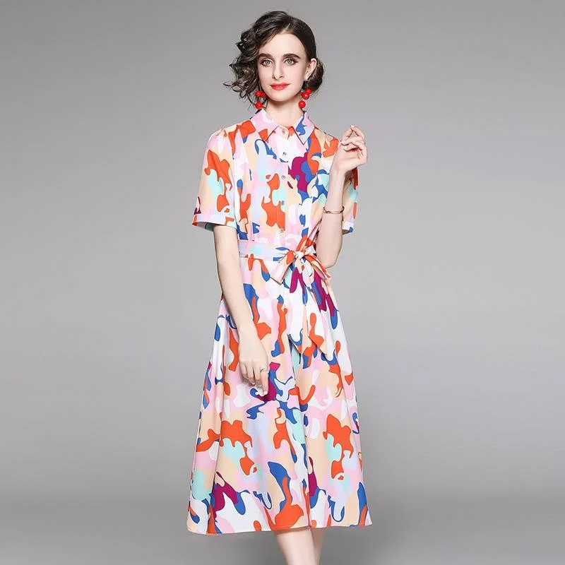 Женское летнее платье-миди с коротким рукавом и ворсом