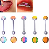 2pcs stainless steel colorful opal tongue nails piercing body studs piercing body jewelry for women gifts tongue rings