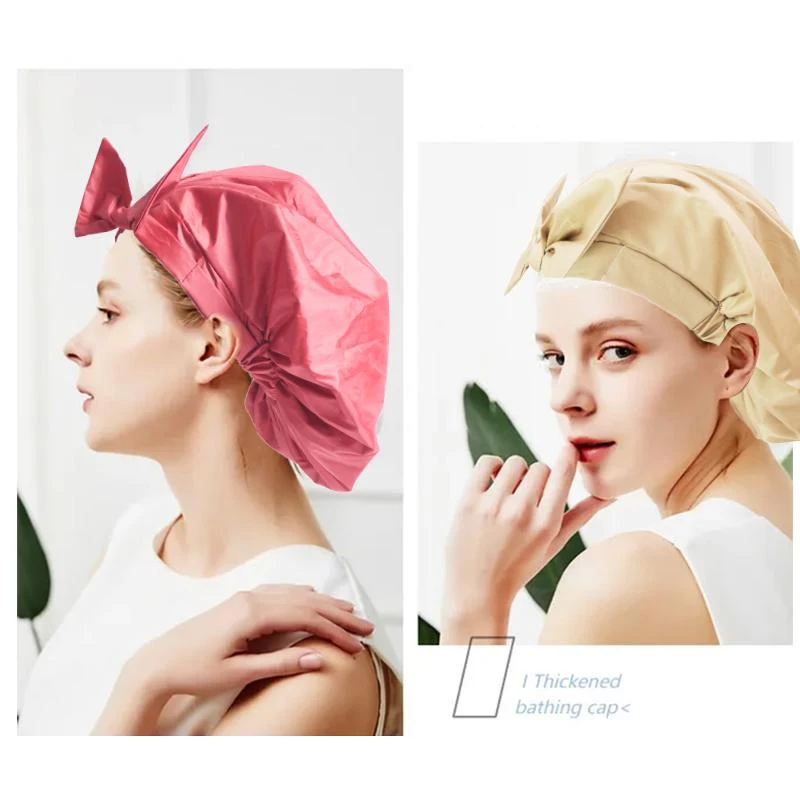 

Double-layer Waterproof Shower Cap Female Adult Bathing Cap Waterproof Cap Baked Oil Fume Cap Bathroom Supplies