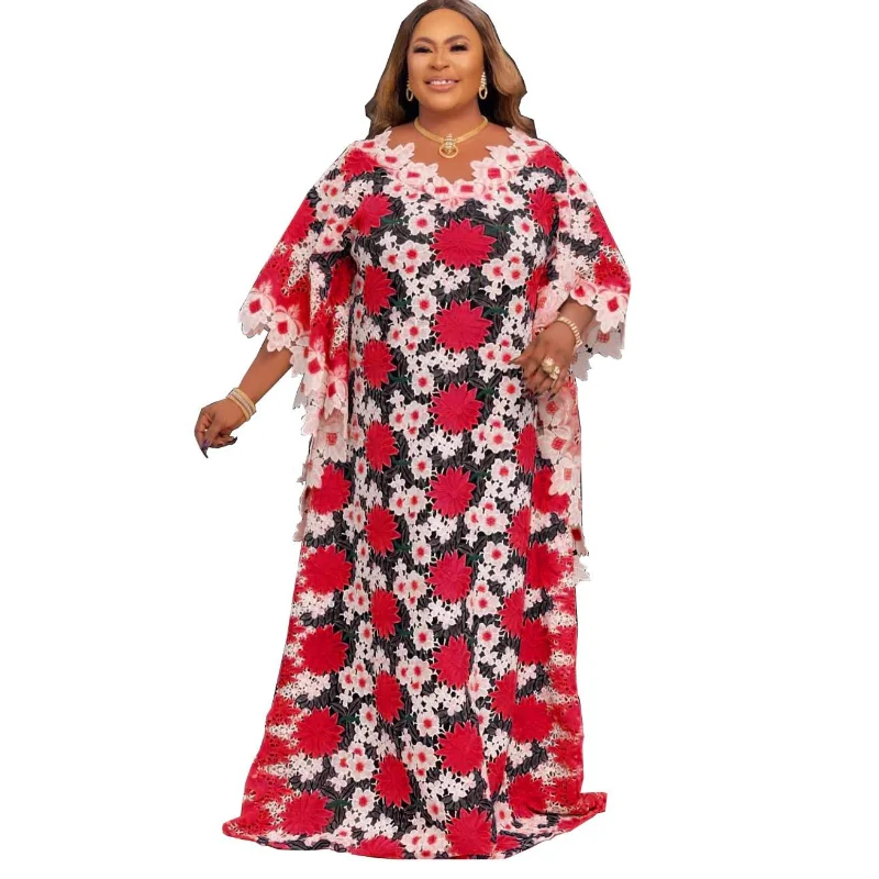 Модное кружевное платье длинное женское Африканское для женщин 2021 Caftan Abaya Dashiki