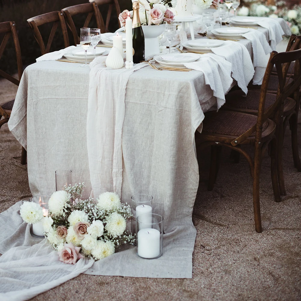 

Table Runner Wedding Table Decoration Rust Terracotta Cotton Gauze Napkins Natural Christmas Picnic Coffee Table Decor Cloth