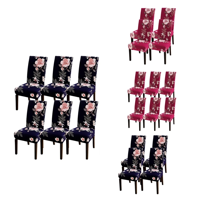 

Набор чехлов для стульев из 6 предметов, эластичный съемный моющийся чехол для столовой, отеля
