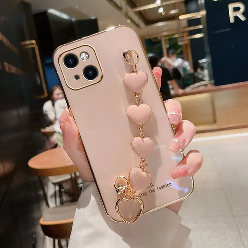 

New Luxury Bracelet Cover For iPhone 13 11 12 mini Pro Max Case For iPhone11 X R Xs 6 7 8Plus Silicone Case for iphone13 Cover