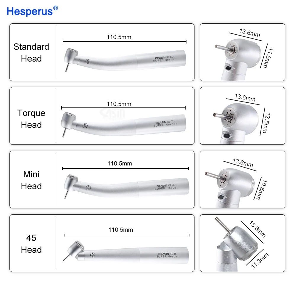 Den tal Torque mini 45-градусный Высокоскоростной оптоволоконный светодиодный турбинный