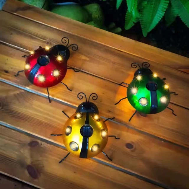 Solar LED Ladybugs Lights Waterproof IP65 Outdoor Yard Art Garden Sculptures Decorations for Garden Yard Patio Landscape Lamp 1