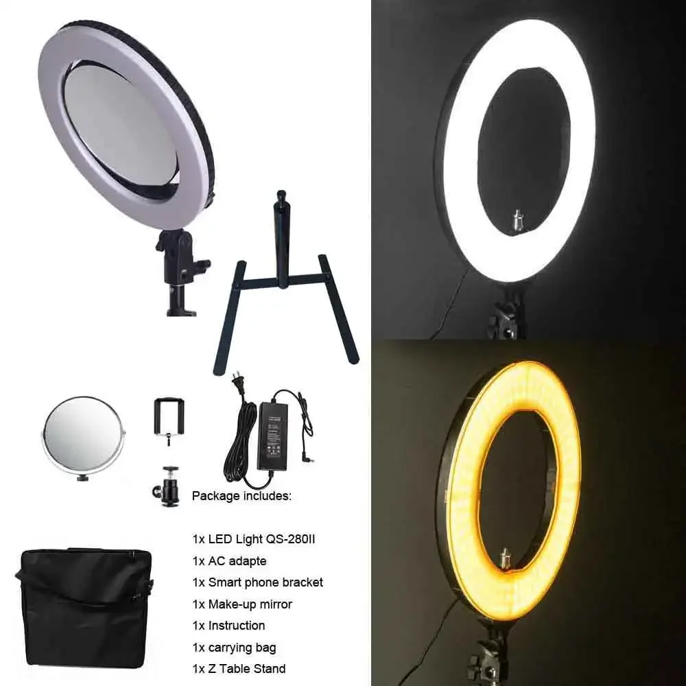 

Yidoblo QS-280 10" Camera Selfie Makeup Photo/Studio/Phone/Video LED Ring Light Photography 28W Bio-color Ring Lamp With Handbag