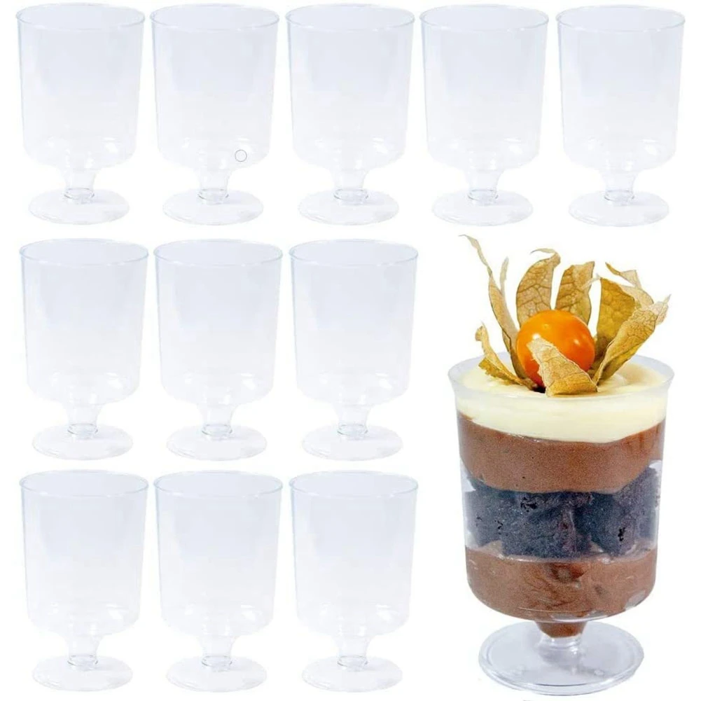 

Mini Dessert Cups, Disposable Plastic Round Dessert Cups Reusable Serving Bowl for Dessert Pudding Mousse Party
