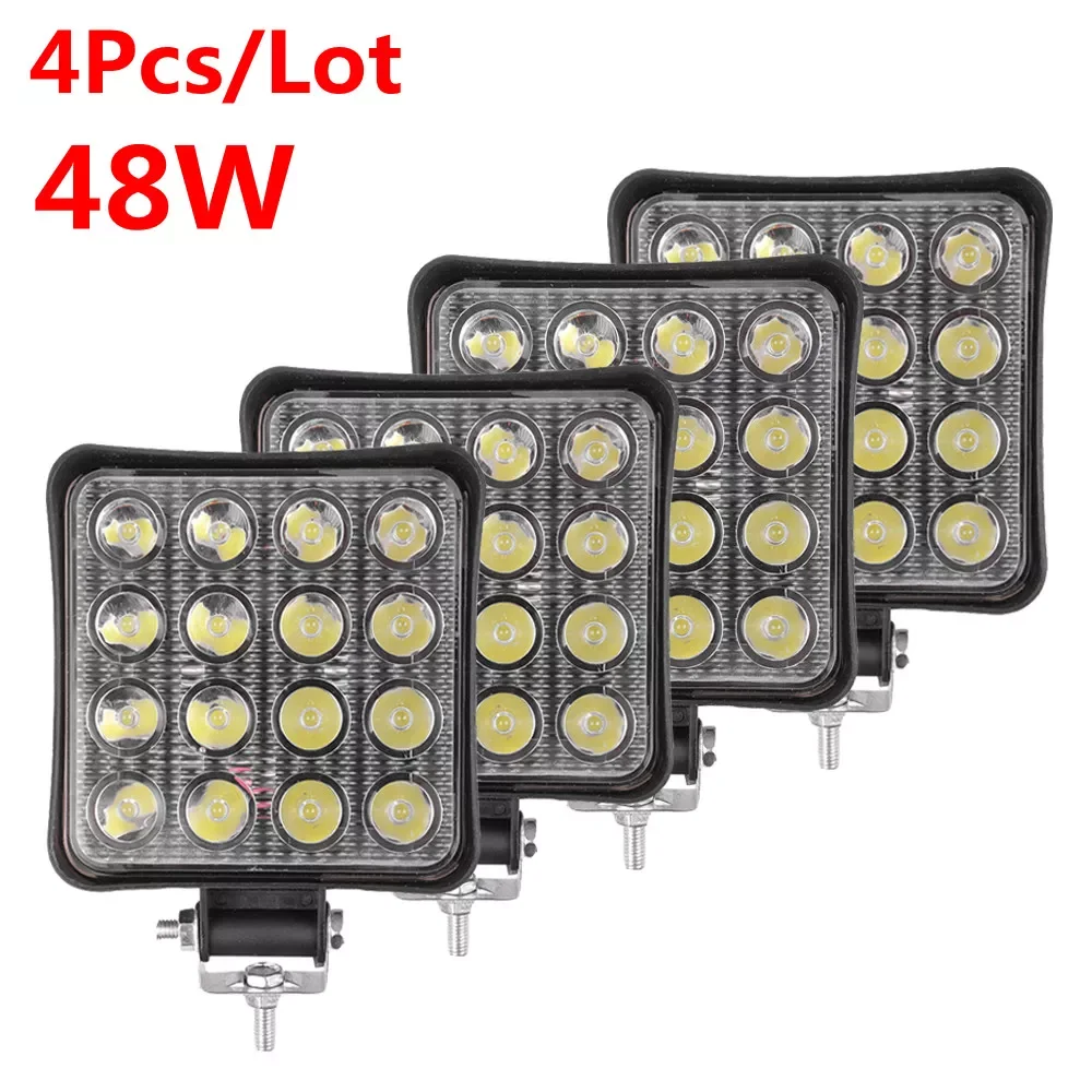 

4Pcs/Lot 6000K Car Light 48W LED Offroad Work Light Bar 4X4 Headlight Tractor Spotlights For SUV ATV Motorcycle Truck Auto Bulbs