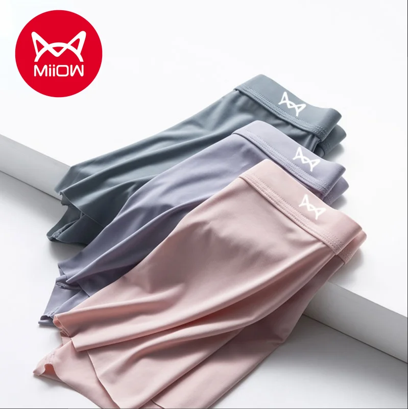 

3 PCS MiiOW Authentic Men's Underwear Men's Sexy Seamless Summer Thin Piece Ice Silk Breathable Youth Quadrangle Size