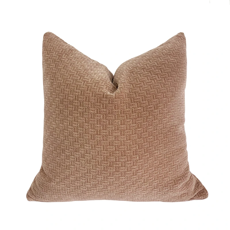 

Contemporary Heavy Chenille Solid Pale Pinkish Pillow Case Dobby Woven 18x18" Soft Home Washable TURQUOISE Cushion Cover