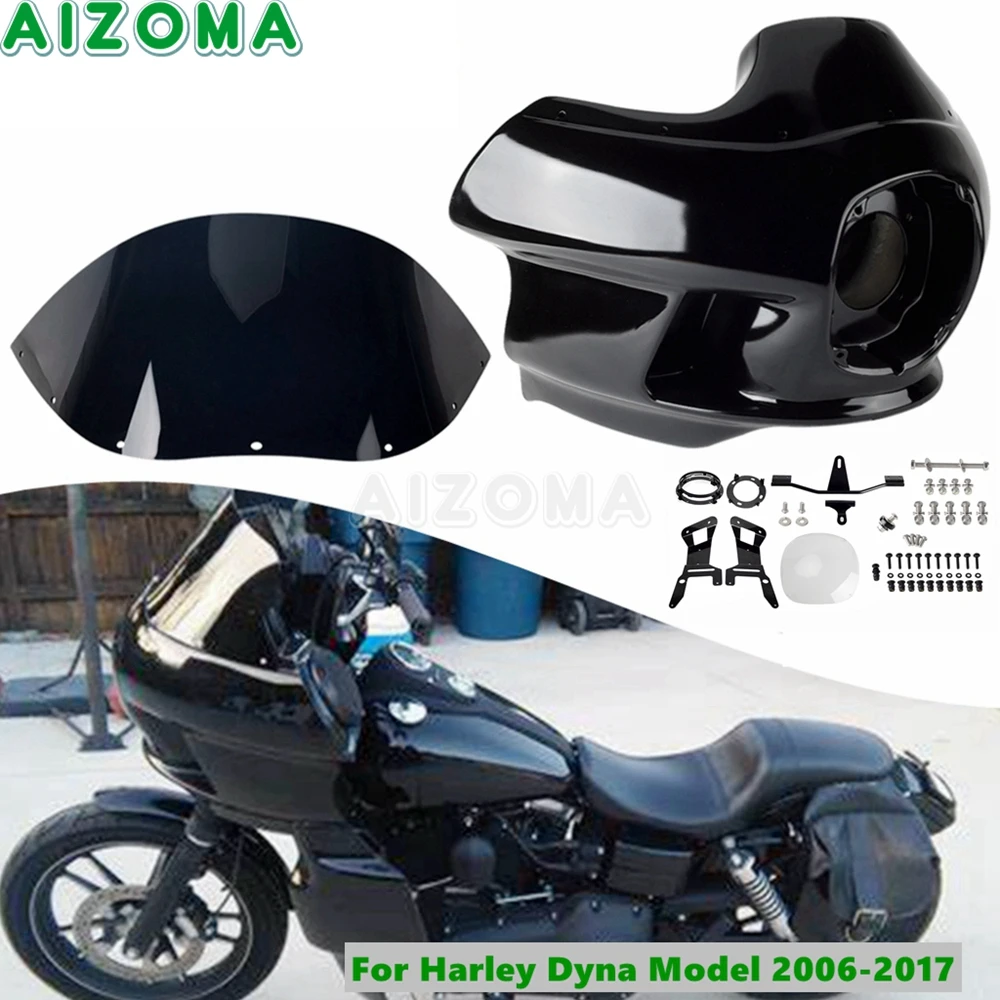 

Передняя фара мотоцикла из стекловолокна верхняя обтекатель ветрозащитный чехол для Harley Dyna 2006-17 Street Bob Low Rider Wide Sports Glide