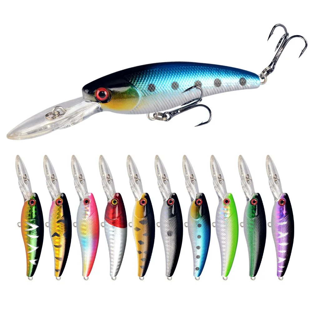

10Pcs/Lot 90mm 8g Deep Diving Wobbler Isca Artifical Hard Bait Bass Pike Carp Fishing Lure Tackle Pesca