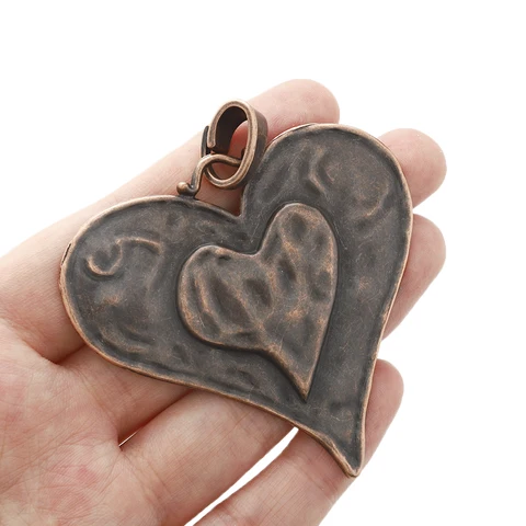 Красные медные сердечные подвески LEZAM 61*64мм 2шт